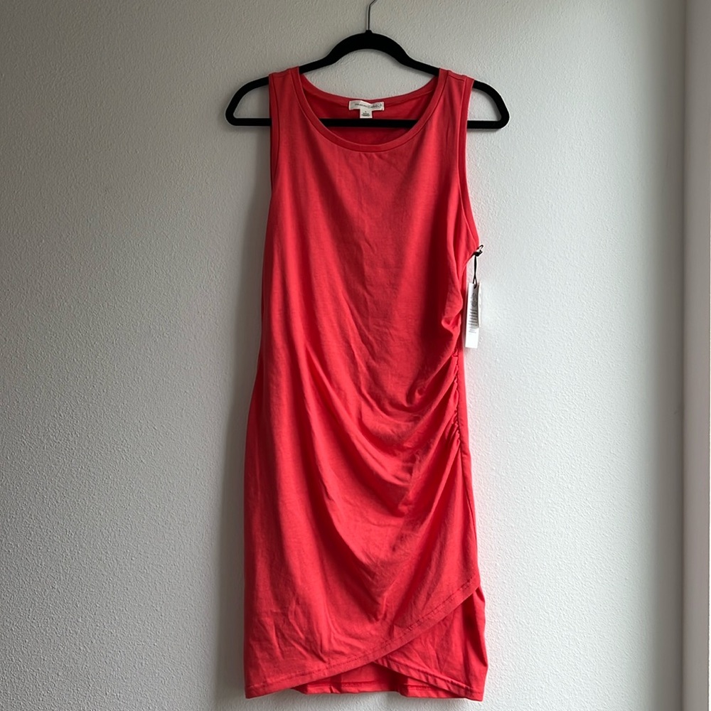 NWT Treasure & Bond Side Ruching Sleeveless Dress, Size L, Color Cayenne